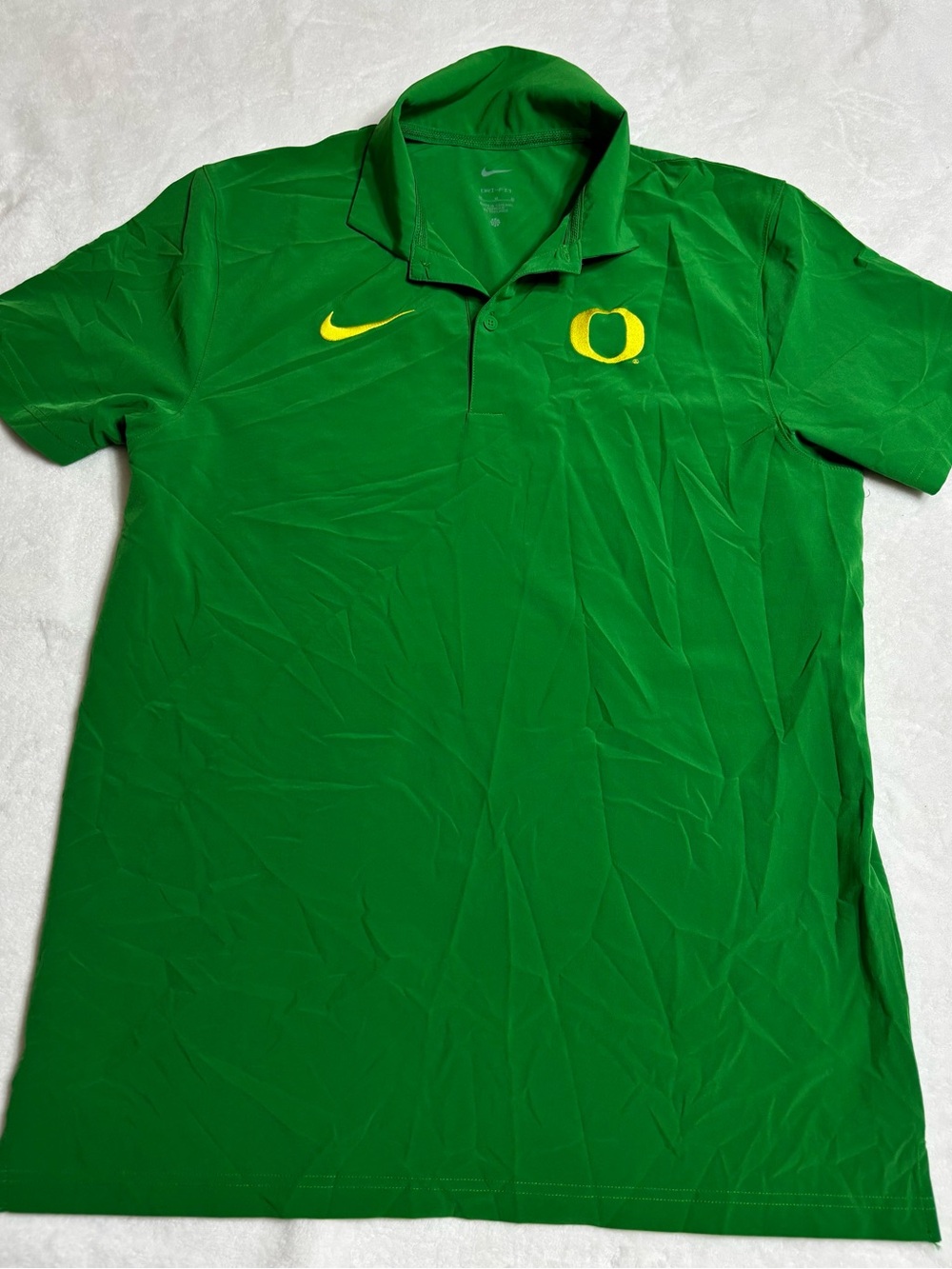 Nike Green Polo with Yellow Nike Swoosh and O Logo